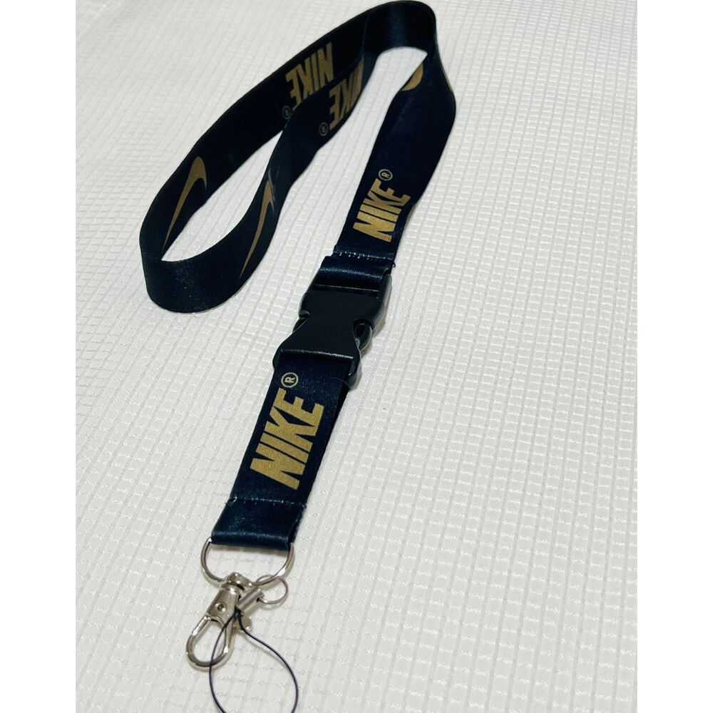 Nike Lanyard Keychain - Black w/ Gold Logo Sportswear Accessory